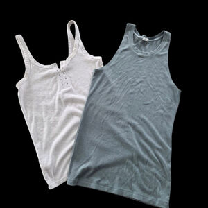 Wilfred Free Aerie Tank Top Bundle Med White Teal Elevated Basics Go-To Spring